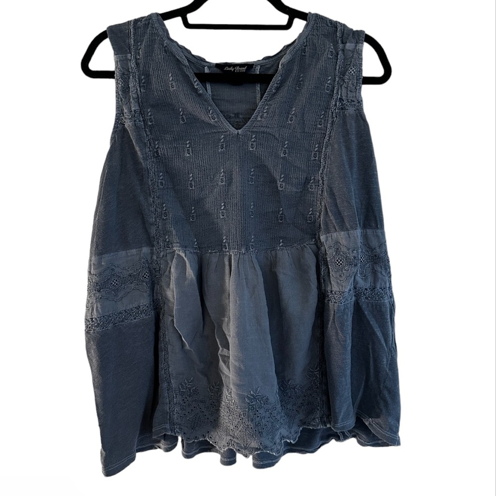 Lucky Brand Blue Plus Size Blouse Sleeveless
